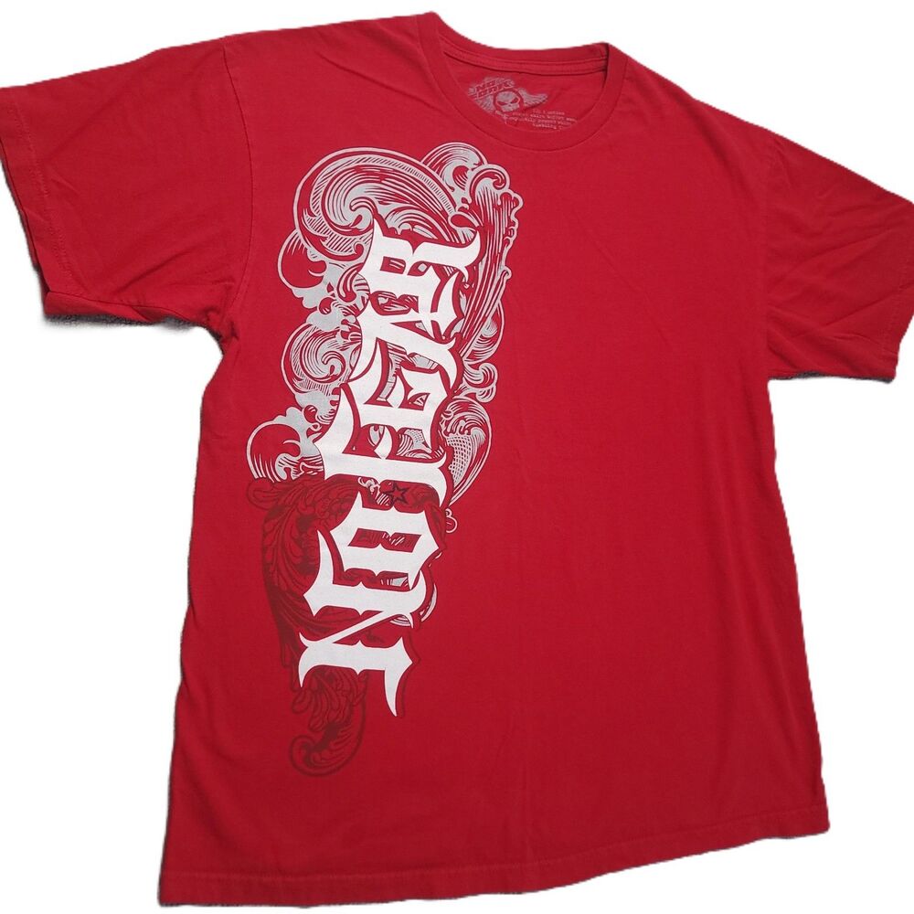 No Fear Graphic T Shirt Mens L Short Sleeve Red White Stylized Cotton Y2K Tee